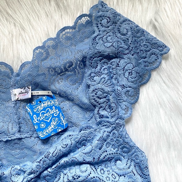 NWT Free People Scallop Edge Lace Crop Bralette Blue Periwinkle Size Small - Picture 5 of 14